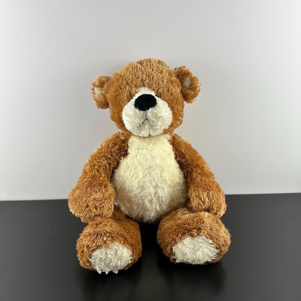 GUND Fleming 15237 Plush 15" Brown Teddy Bear Stuffed Animal Cream Tan Beanie